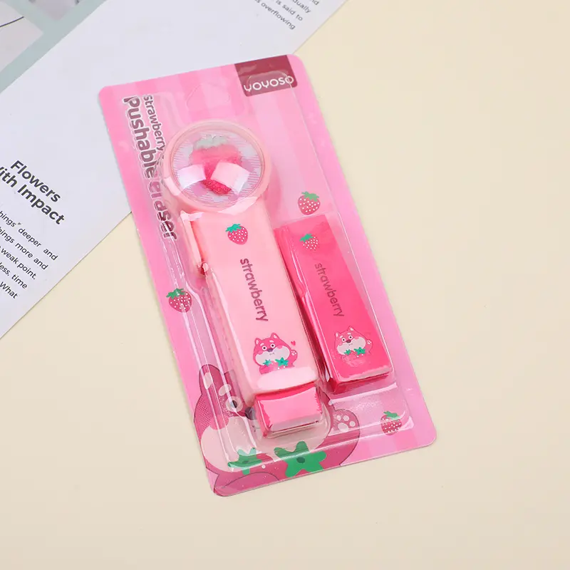 Strawberry shiba inu pushable eraser