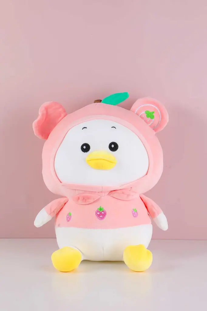 Sitting cartoon strawberry fruit pillow