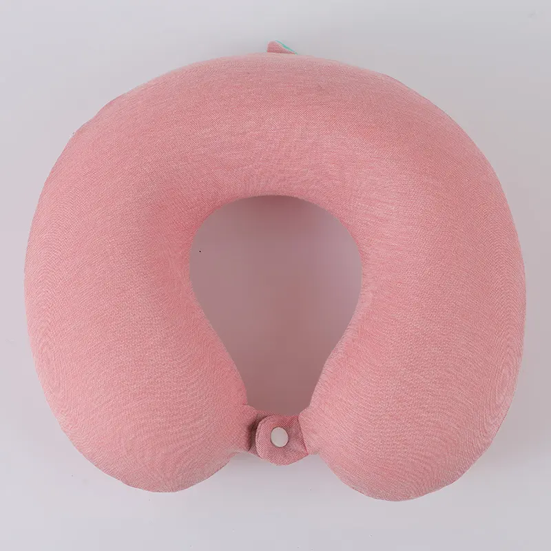 Ice silk solid colour U-shaped pillow - pink