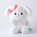 Sitting sweet girl rabbit doll with bib-