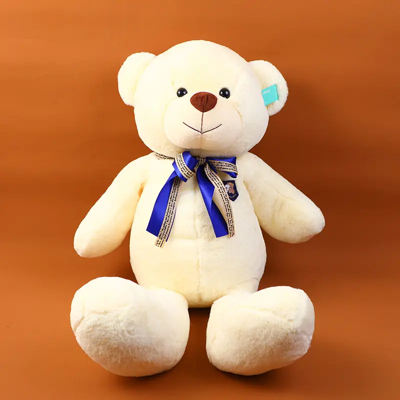 White bowknot bear large plush doll-85cm