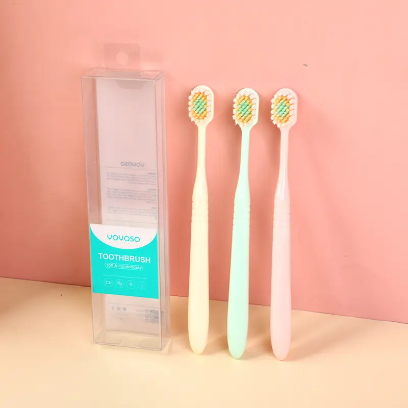 Soft toothbrush with wide thin  brush head (3pcs set)