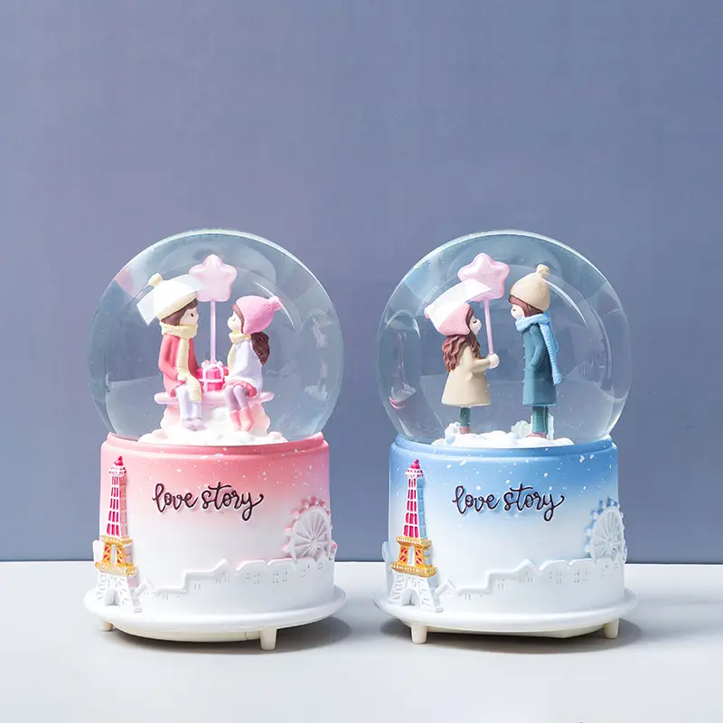 Walk with you automatic snow spraying crystal ball with light #100