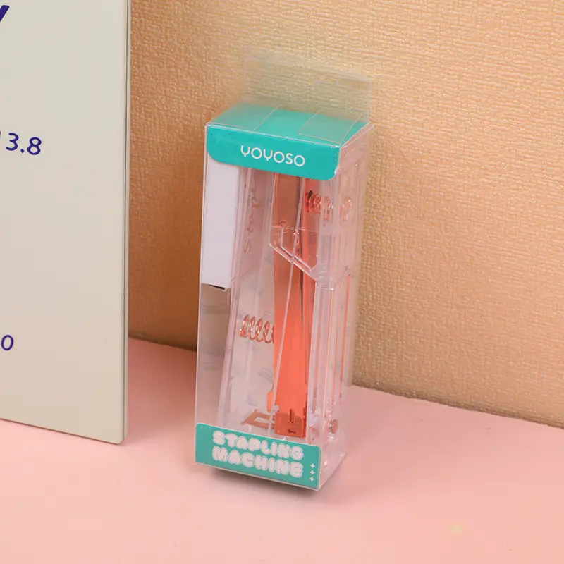 Acrylic transparent stapler with 1000 staples-rose gold