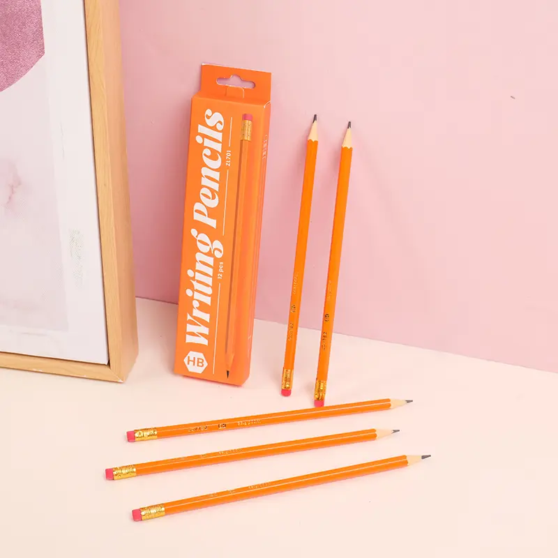 Orange HB pencil with box-12pcs