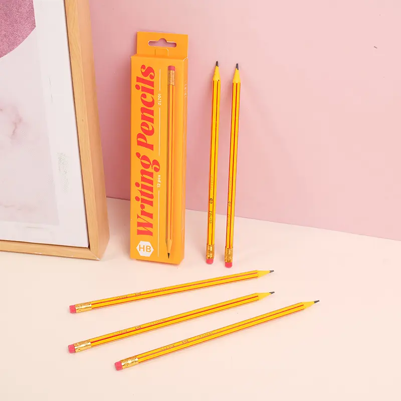 Yellow HB pencil with box-12pcs