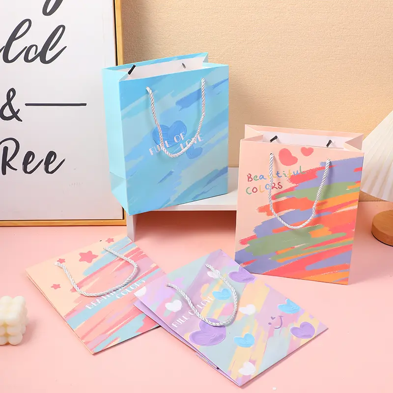 Colorful stars vertical gift bag-large