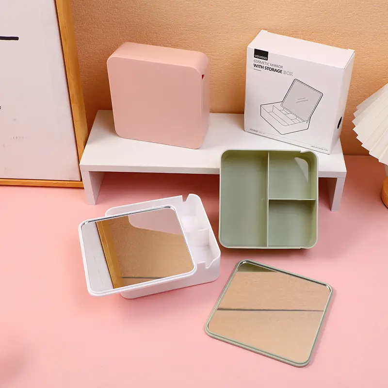 Cosmetic mirror with storage box